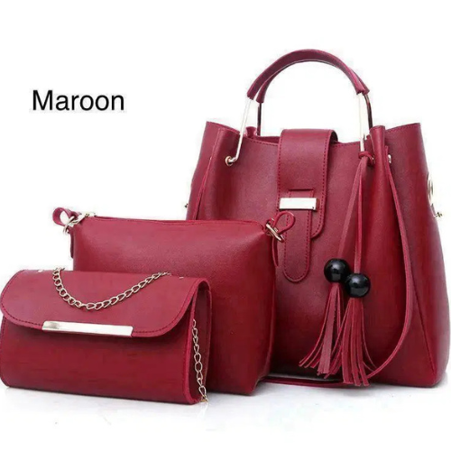 Stylish Women's Leather Hand Bag Set - 3 Pcs in Multiple Colors