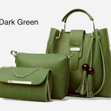 Stylish Women's Leather Hand Bag Set - 3 Pcs in Multiple Colors