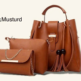Stylish Women's Leather Hand Bag Set - 3 Pcs in Multiple Colors