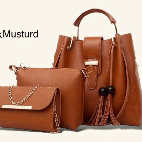 Stylish Women's Leather Hand Bag Set - 3 Pcs in Multiple Colors